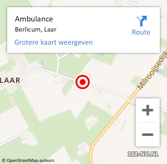 Locatie op kaart van de 112 melding: Ambulance Berlicum, Laar op 1 april 2018 18:23