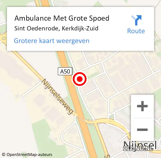 Locatie op kaart van de 112 melding: Ambulance Met Grote Spoed Naar Sint Oedenrode, Kerkdijk-Zuid op 1 april 2018 18:48