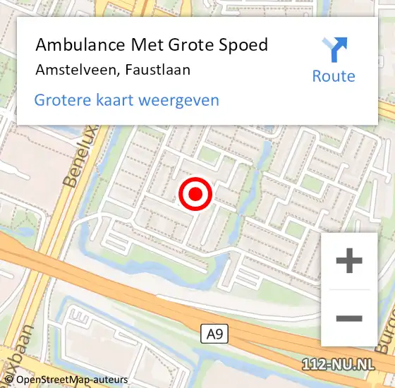 Locatie op kaart van de 112 melding: Ambulance Met Grote Spoed Naar Amstelveen, Faustlaan op 1 april 2018 18:53