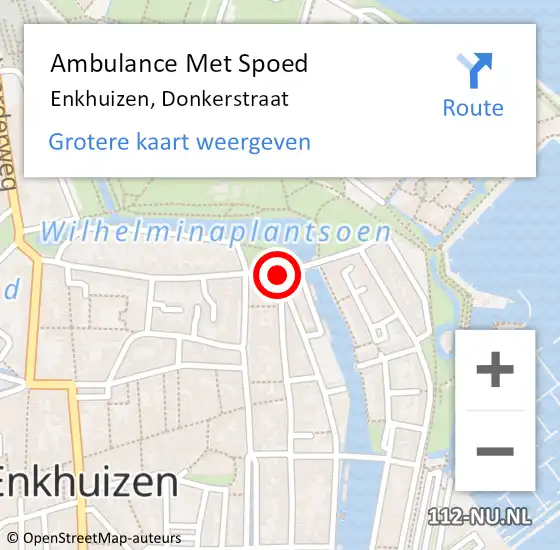 Locatie op kaart van de 112 melding: Ambulance Met Spoed Naar Enkhuizen, Donkerstraat op 1 april 2018 19:15