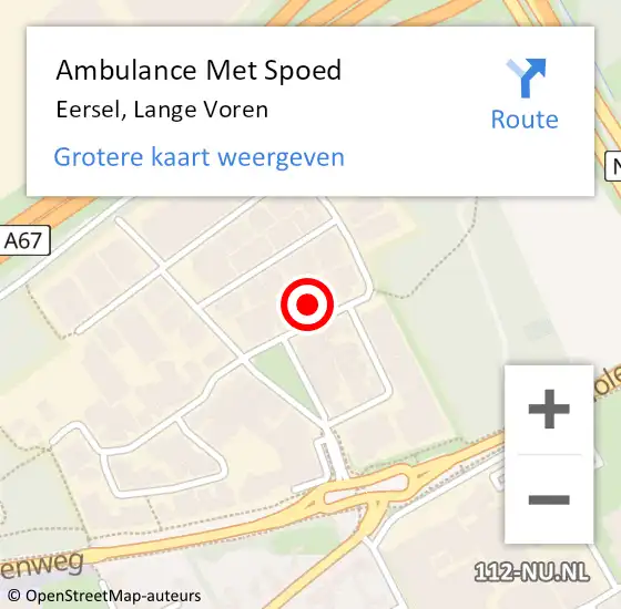 Locatie op kaart van de 112 melding: Ambulance Met Spoed Naar Eersel, Lange Voren op 1 april 2018 19:35