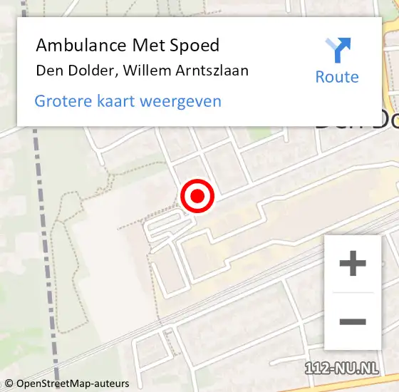 Locatie op kaart van de 112 melding: Ambulance Met Spoed Naar Den Dolder, Willem Arntszlaan op 1 april 2018 19:58