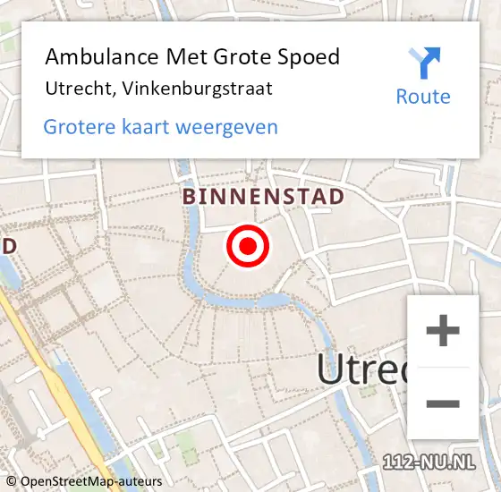 Locatie op kaart van de 112 melding: Ambulance Met Grote Spoed Naar Utrecht, Vinkenburgstraat op 1 april 2018 20:53