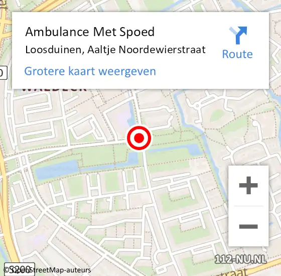 Locatie op kaart van de 112 melding: Ambulance Met Spoed Naar Loosduinen, Aaltje Noordewierstraat op 1 april 2018 21:05