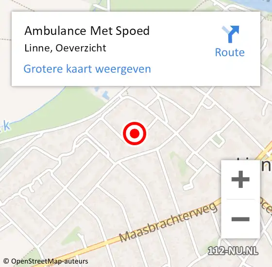 Locatie op kaart van de 112 melding: Ambulance Met Spoed Naar Linne, Oeverzicht op 1 april 2018 21:29