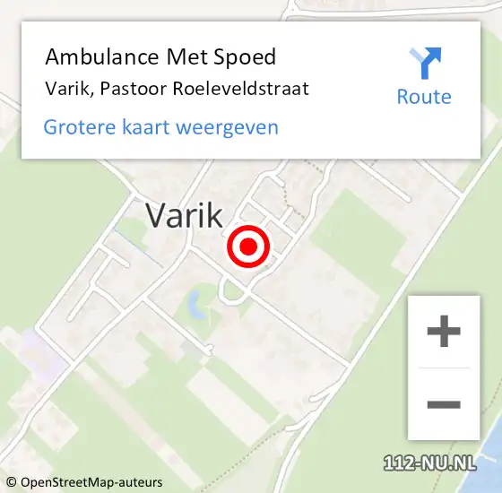 Locatie op kaart van de 112 melding: Ambulance Met Spoed Naar Varik, Pastoor Roeleveldstraat op 1 april 2018 22:11