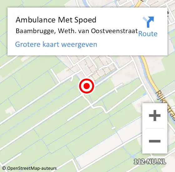 Locatie op kaart van de 112 melding: Ambulance Met Spoed Naar Baambrugge, Weth. van Oostveenstraat op 1 april 2018 22:25