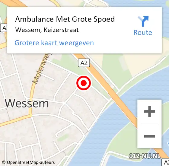 Locatie op kaart van de 112 melding: Ambulance Met Grote Spoed Naar Wessem, Keizerstraat op 20 februari 2014 21:24