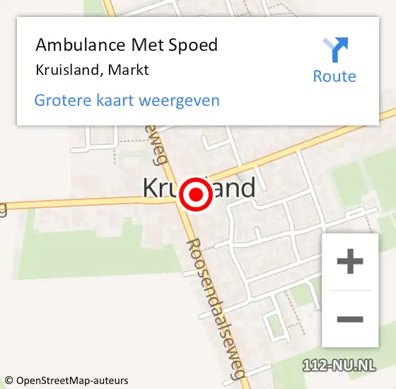 Locatie op kaart van de 112 melding: Ambulance Met Spoed Naar Kruisland, Markt op 1 april 2018 22:33