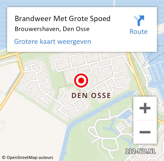 Locatie op kaart van de 112 melding: Brandweer Met Grote Spoed Naar Brouwershaven, Den Osse op 2 april 2018 00:38