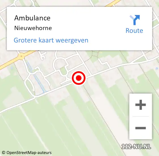 Locatie op kaart van de 112 melding: Ambulance Nieuwehorne op 2 april 2018 02:27