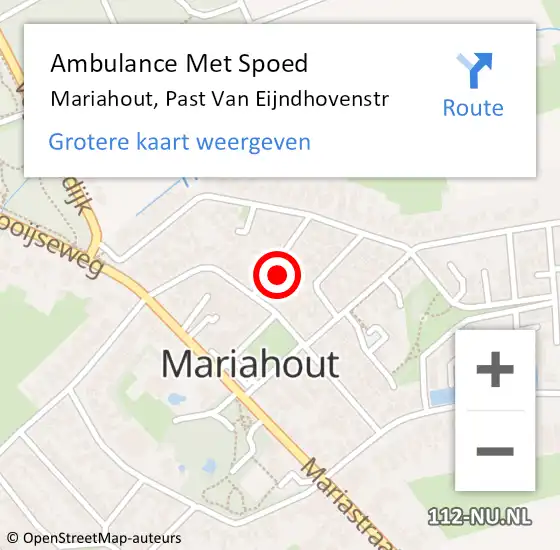 Locatie op kaart van de 112 melding: Ambulance Met Spoed Naar Mariahout, Past Van Eijndhovenstr op 2 april 2018 06:12