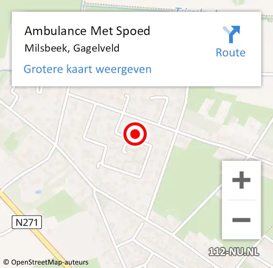 Locatie op kaart van de 112 melding: Ambulance Met Spoed Naar Milsbeek, Gagelveld op 2 april 2018 06:51