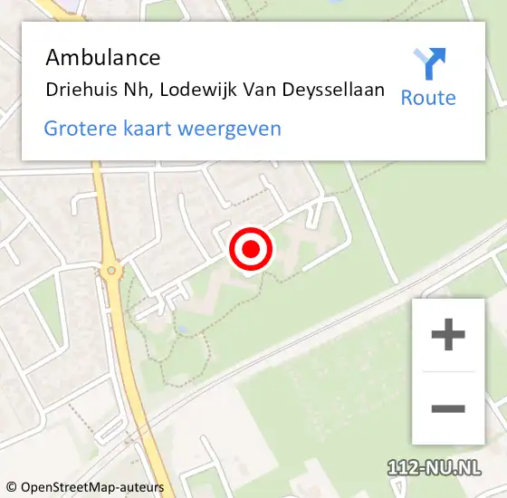 Locatie op kaart van de 112 melding: Ambulance Driehuis Nh, Lodewijk Van Deyssellaan op 2 april 2018 09:30