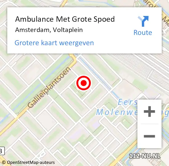 Locatie op kaart van de 112 melding: Ambulance Met Grote Spoed Naar Amsterdam, Voltaplein op 2 april 2018 09:30