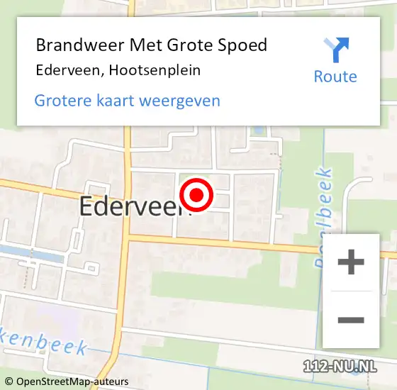 Locatie op kaart van de 112 melding: Brandweer Met Grote Spoed Naar Ederveen, Hootsenplein op 2 april 2018 09:32