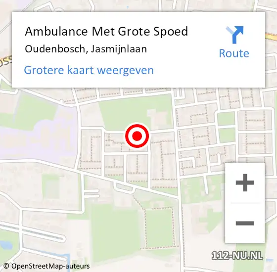 Locatie op kaart van de 112 melding: Ambulance Met Grote Spoed Naar Oudenbosch, Jasmijnlaan op 2 april 2018 09:42