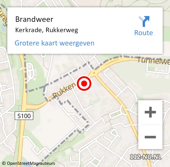 Locatie op kaart van de 112 melding: Brandweer Kerkrade, Rukkerweg op 20 februari 2014 22:05