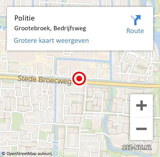 Locatie op kaart van de 112 melding: Politie Grootebroek, Bedrijfsweg op 2 april 2018 10:06