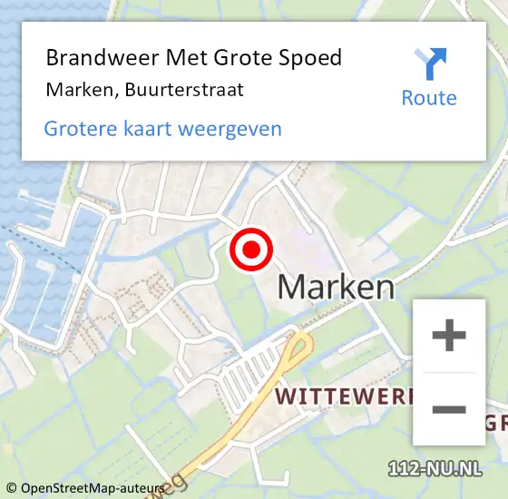 Locatie op kaart van de 112 melding: Brandweer Met Grote Spoed Naar Marken, Buurterstraat op 2 april 2018 10:42