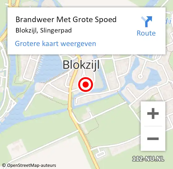Locatie op kaart van de 112 melding: Brandweer Met Grote Spoed Naar Blokzijl, Slingerpad op 2 april 2018 11:53