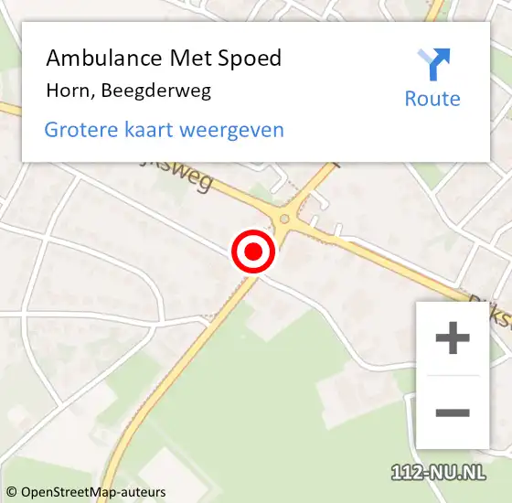Locatie op kaart van de 112 melding: Ambulance Met Spoed Naar Horn, Beegderweg op 2 april 2018 12:13