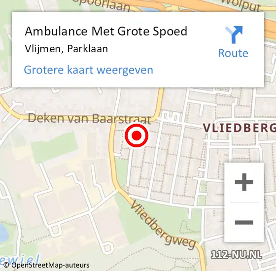 Locatie op kaart van de 112 melding: Ambulance Met Grote Spoed Naar Vlijmen, Parklaan op 2 april 2018 12:43