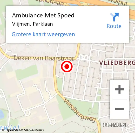 Locatie op kaart van de 112 melding: Ambulance Met Spoed Naar Vlijmen, Parklaan op 2 april 2018 12:58