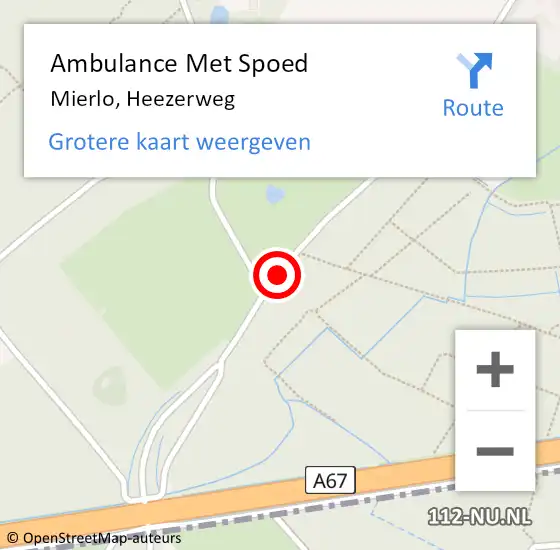 Locatie op kaart van de 112 melding: Ambulance Met Spoed Naar Mierlo, Heezerweg op 2 april 2018 13:25