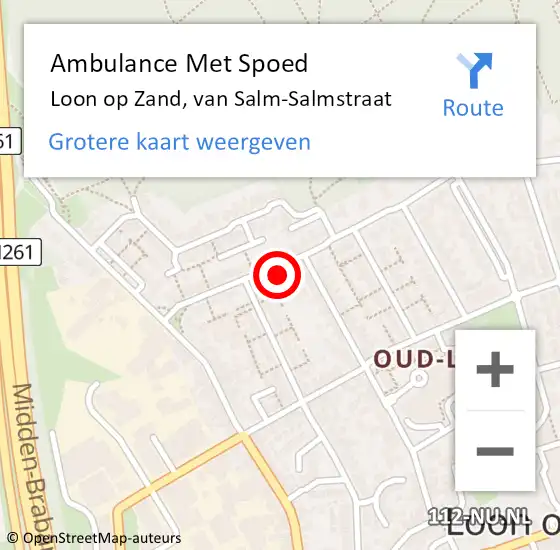 Locatie op kaart van de 112 melding: Ambulance Met Spoed Naar Loon op Zand, van Salm-Salmstraat op 2 april 2018 13:55