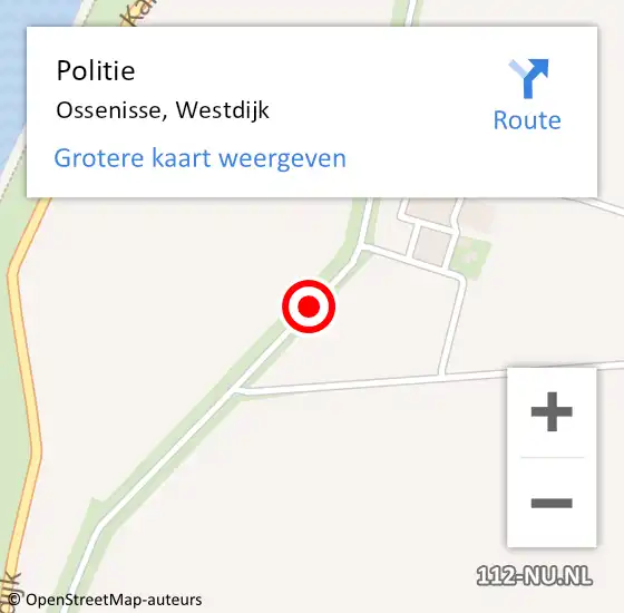Locatie op kaart van de 112 melding: Politie Ossenisse, Westdijk op 2 april 2018 14:29