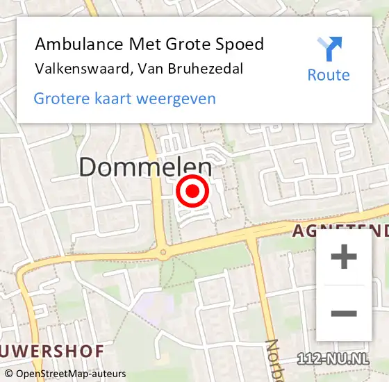 Locatie op kaart van de 112 melding: Ambulance Met Grote Spoed Naar Valkenswaard, Van Bruhezedal op 2 april 2018 14:30