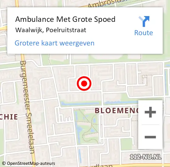 Locatie op kaart van de 112 melding: Ambulance Met Grote Spoed Naar Waalwijk, Poelruitstraat op 2 april 2018 14:32