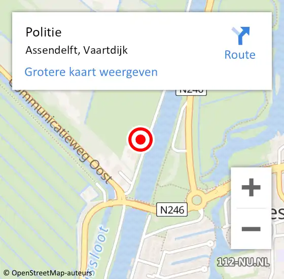 Locatie op kaart van de 112 melding: Politie Assendelft, Vaartdijk op 2 april 2018 14:45