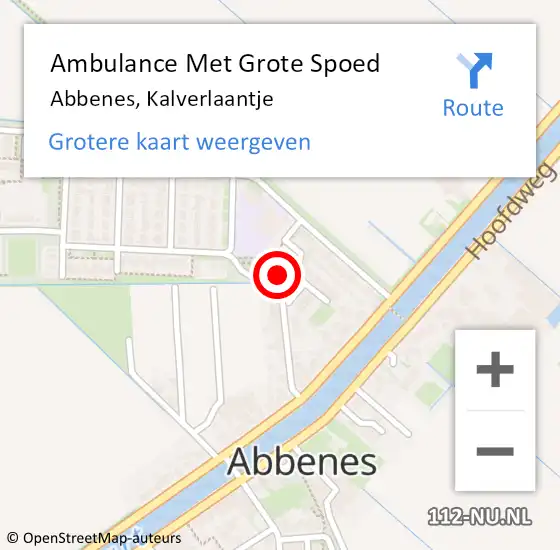 Locatie op kaart van de 112 melding: Ambulance Met Grote Spoed Naar Abbenes, Kalverlaantje op 2 april 2018 14:57