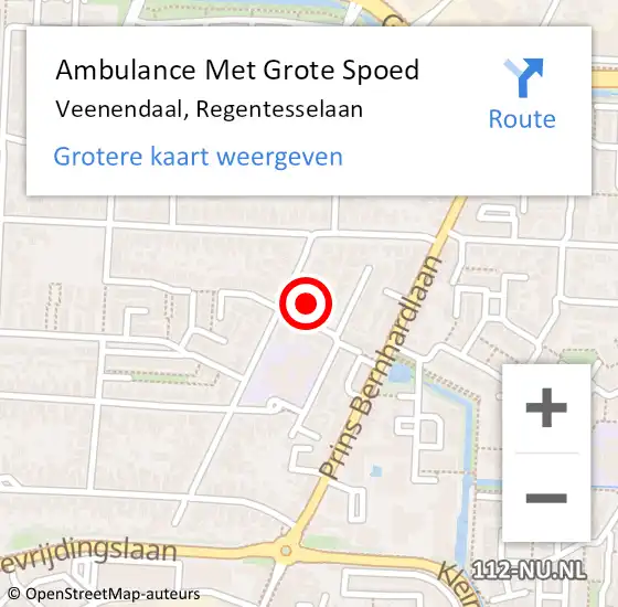 Locatie op kaart van de 112 melding: Ambulance Met Grote Spoed Naar Veenendaal, Regentesselaan op 2 april 2018 14:59
