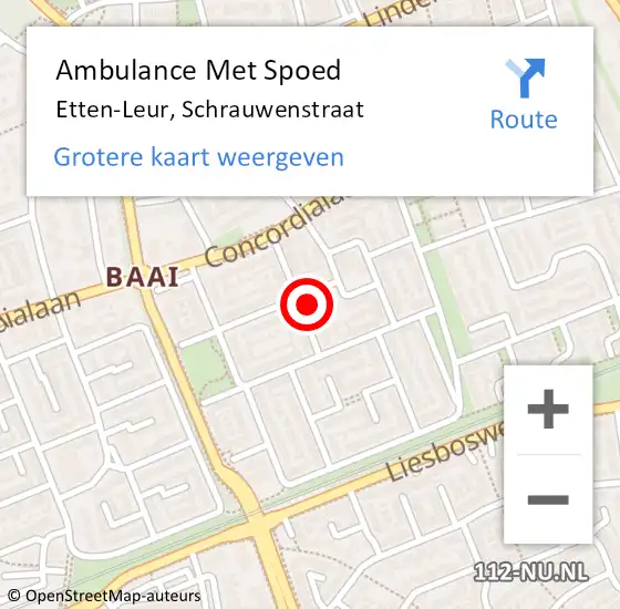 Locatie op kaart van de 112 melding: Ambulance Met Spoed Naar Etten-Leur, Schrauwenstraat op 2 april 2018 15:25