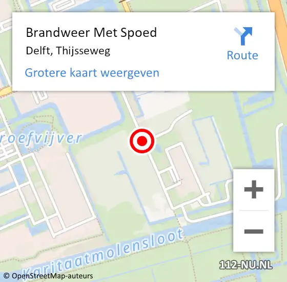 Locatie op kaart van de 112 melding: Brandweer Met Spoed Naar Delft, Thijsseweg op 2 april 2018 16:23