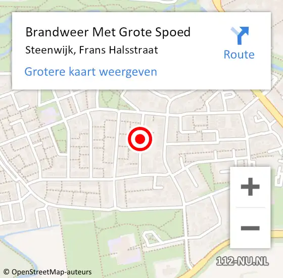 Locatie op kaart van de 112 melding: Brandweer Met Grote Spoed Naar Steenwijk, Frans Halsstraat op 2 april 2018 17:20
