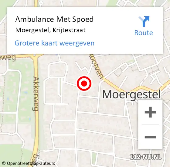 Locatie op kaart van de 112 melding: Ambulance Met Spoed Naar Moergestel, Krijtestraat op 2 april 2018 17:36