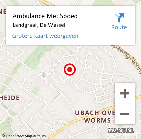 Locatie op kaart van de 112 melding: Ambulance Met Spoed Naar Landgraaf, De Wessel op 20 februari 2014 23:02