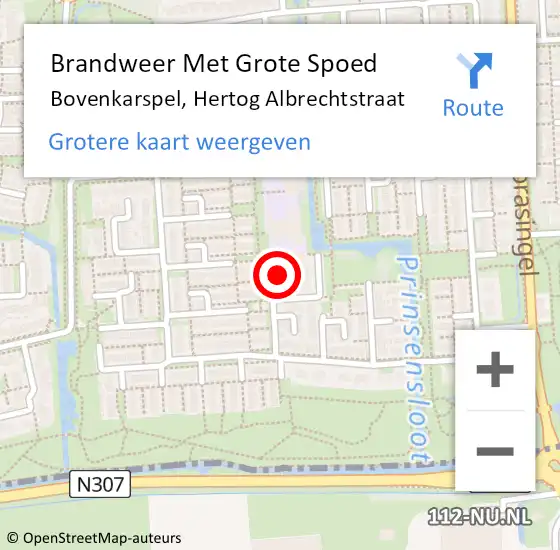 Locatie op kaart van de 112 melding: Brandweer Met Grote Spoed Naar Bovenkarspel, Hertog Albrechtstraat op 2 april 2018 17:57