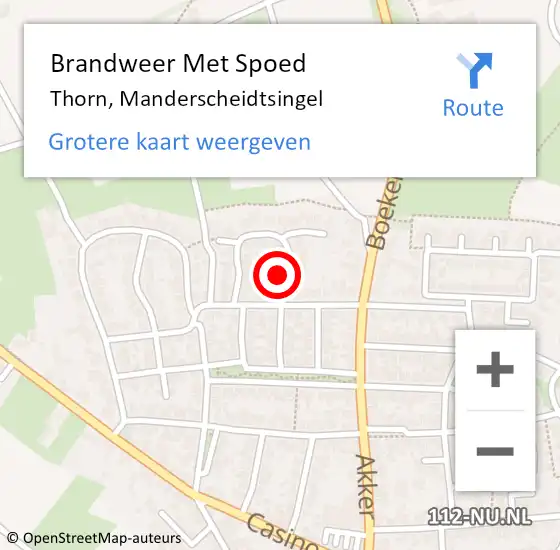 Locatie op kaart van de 112 melding: Brandweer Met Spoed Naar Thorn, Manderscheidtsingel op 2 april 2018 18:47