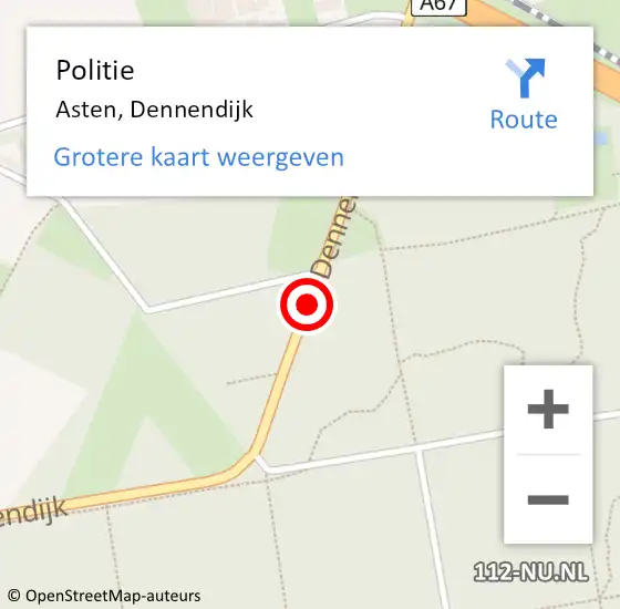 Locatie op kaart van de 112 melding: Politie Asten, Dennendijk op 2 april 2018 19:06