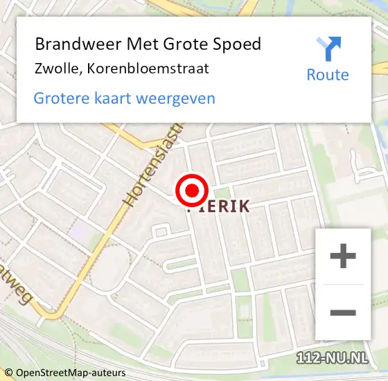 Locatie op kaart van de 112 melding: Brandweer Met Grote Spoed Naar Zwolle, Korenbloemstraat op 2 april 2018 19:40