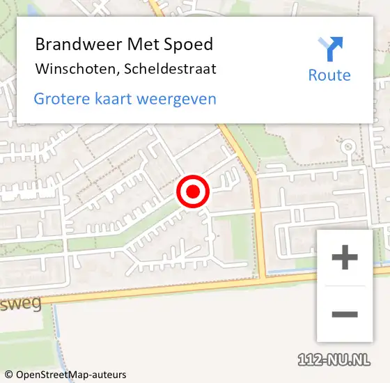 Locatie op kaart van de 112 melding: Brandweer Met Spoed Naar Winschoten, Scheldestraat op 2 april 2018 20:08