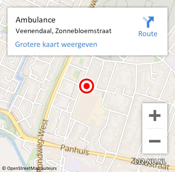 Locatie op kaart van de 112 melding: Ambulance Veenendaal, Zonnebloemstraat op 2 april 2018 20:44