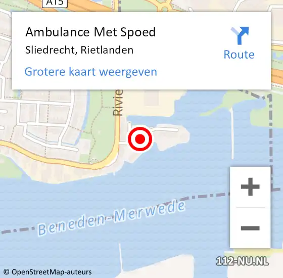 Locatie op kaart van de 112 melding: Ambulance Met Spoed Naar Sliedrecht, Rietlanden op 2 april 2018 20:45