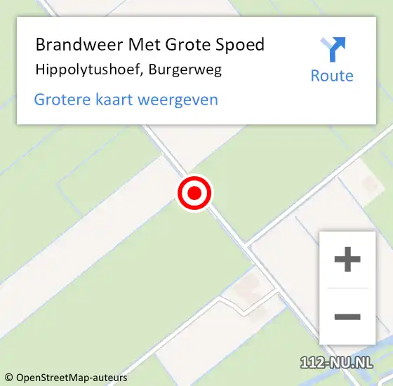 Locatie op kaart van de 112 melding: Brandweer Met Grote Spoed Naar Hippolytushoef, Burgerweg op 2 april 2018 21:17