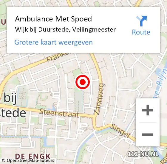 Locatie op kaart van de 112 melding: Ambulance Met Spoed Naar Wijk bij Duurstede, Veilingmeester op 2 april 2018 21:17